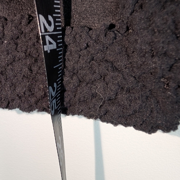 Faux Suede Sherpa Jacket Coat Black Open Front Cozy Everyday Outerwear - Picture 7 of 9